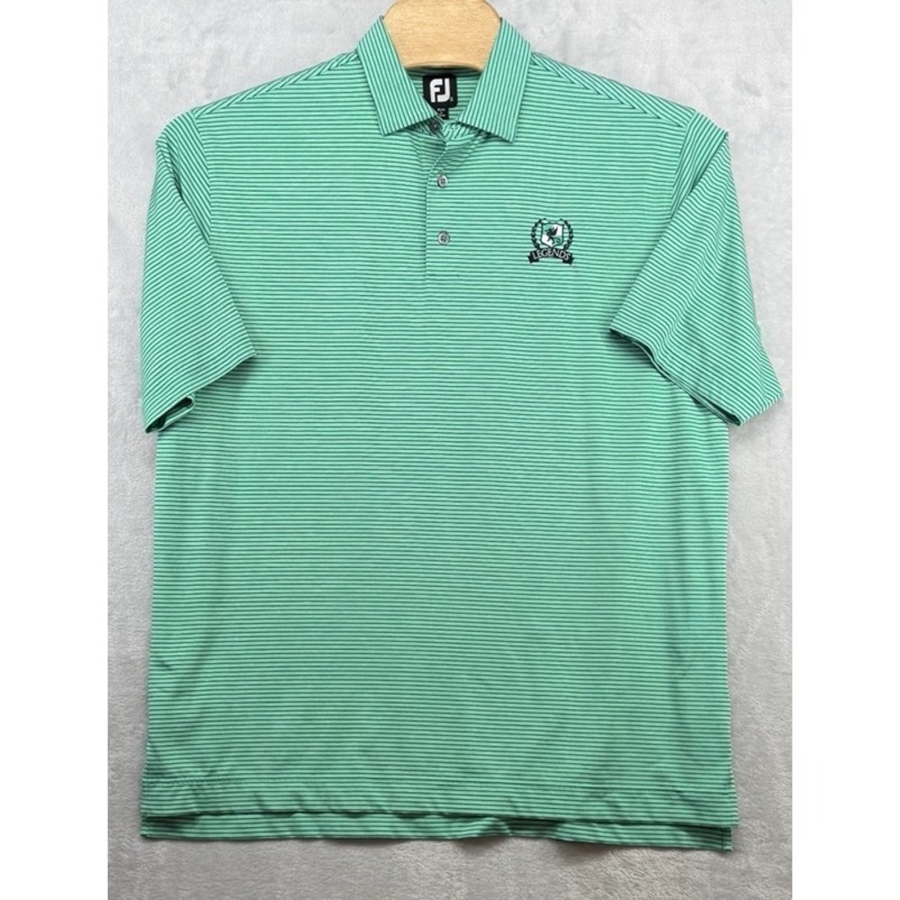 Footjoy Legends Golf Club Performance‎ FJ Polo Shirt Green Striped Men's Size XL